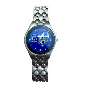 Saint Louis rams NFL mens watch blue dial silver metal band